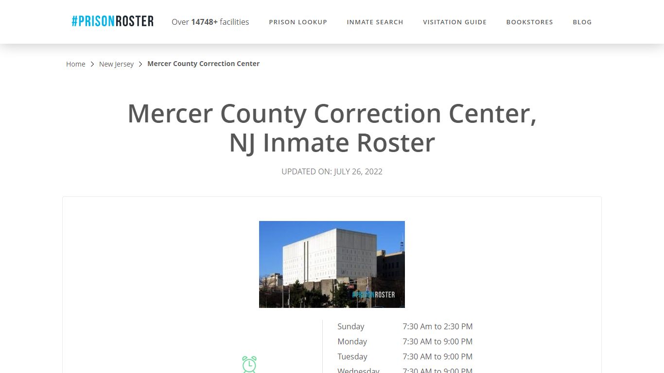 Mercer County Correction Center, NJ Inmate Roster - Prisonroster