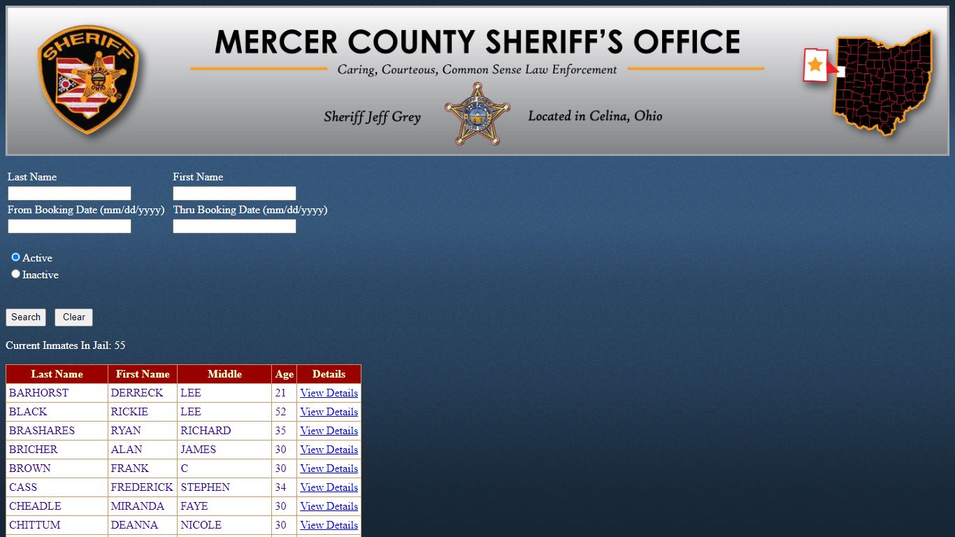 Mercer County Sheriff's Office Jail Inmate Search